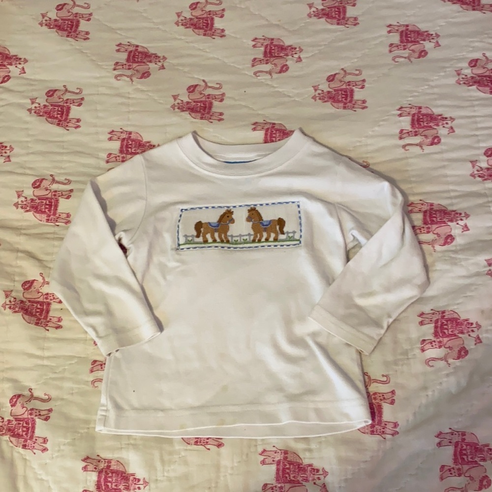 Boys size 3 Hand smocked with horses